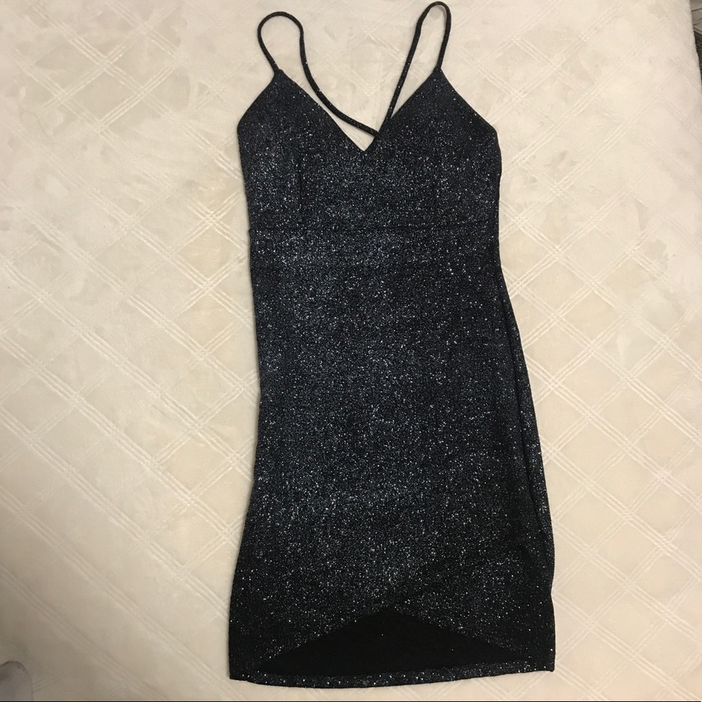 Navy Blue Glitter Bodycon Dress